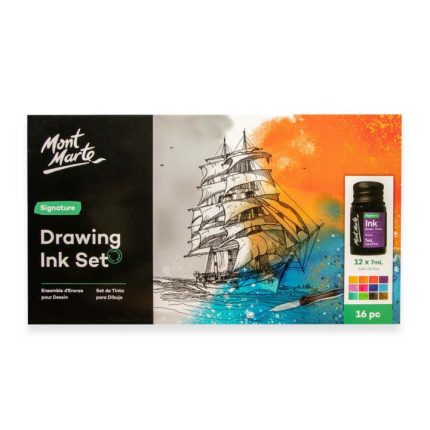Mont Marte Drawing Ink Set 16 Piece Artist Ink Collection for Calligraphy, Illustration, Drawing & Mixed Media Art - PAPERTREE