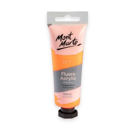 Mont Marte Fluro Acrylic Paint Orange 50ml Fluorescent Acrylic Color for Canvas, Crafts & Creative Art Projects - PAPERTREE