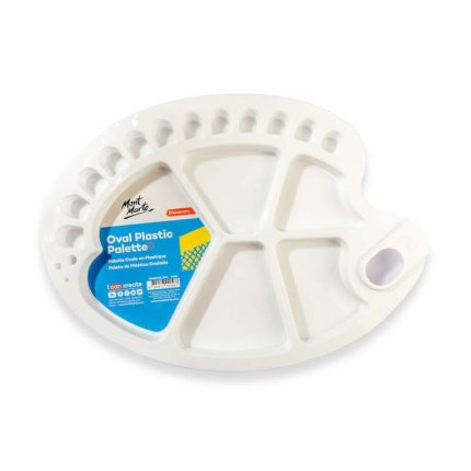 Mont Marte Oval Plastic Palette 34 x 25cm Large Paint Mixing Palette for Watercolor, Acrylic & Oil Painting - PAPERTREE