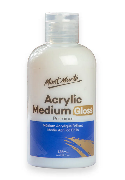 Mont Marte Premium Gloss Acrylic Medium 135ml | Professional Gloss Medium for Acrylic Paint, Glazing, Layering, Washes & Watercolor Effects - PAPERTREE