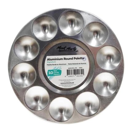 Mont Marte Signature Aluminium Round Palette – Lightweight Metal Mixing Palette for Acrylic, Watercolor & Oil Painting - PAPERTREE