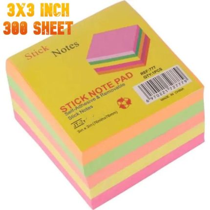 Multi Color Sticky Notes 3 x 3 Inch 300 Sheets for Office & School - PAPERTREE