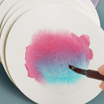 10 Pcs Round Blank Watercolor Cards Round Watercolor Paper Portable Postcard - PAPERTREE