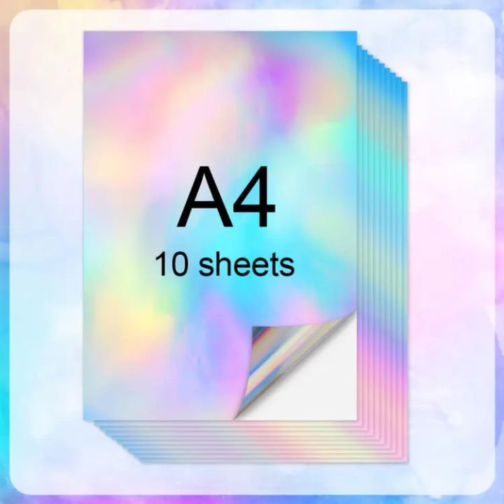 10 Sheets A4 Holographic Printable Vinyl Sticker Paper – Waterproof Self-Adhesive Laser Color Labels for Inkjet Printing - PAPERTREE