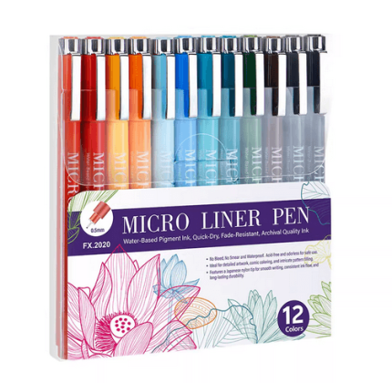 12Colors Micron needle Pens quick-dry Ink 0.5mm fineliner pen - PAPERTREE