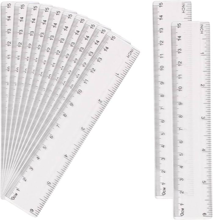 2PCS Clear Transparent Ruler 15cm | Shatter Resistant Measuring Scale for Students & Office - PAPERTREE