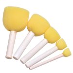 5 Pcs Round Stencil Sponge Brush Set – Wooden Handle Foam Dabber Brushes for DIY Painting, Crafts & Furniture Art - PAPERTREE