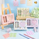 5 Rolls Grid Washi Tape Set with 80 Gold Foil Sticky Notes | Decorative Masking Tape for Bullet Journal, Scrapbook, Planner & DIY Crafts - PAPERTREE