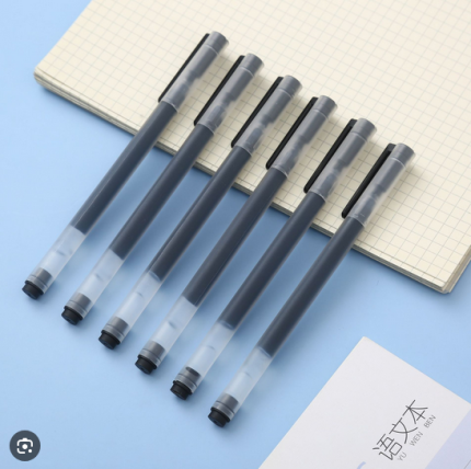 6 pcs Writing Gel Pen Large Capacity 0.5 Black Water Pen - PAPERTREE