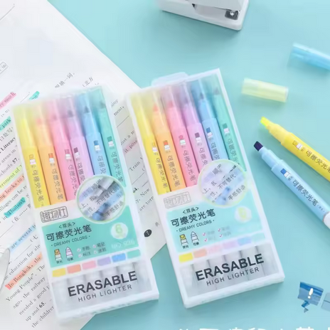 6pcs Cute Erasable Highlighters Pastel Markers Fluorescent Pen - PAPERTREE 6pcs Cute Erasable Highlighters Pastel Markers Fluorescent Pen - PAPERTREE