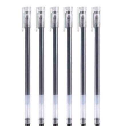 6Pcs Extra Large Capacity Black Gel Pen 0.5 Straight Liquid Pen - PAPERTREE