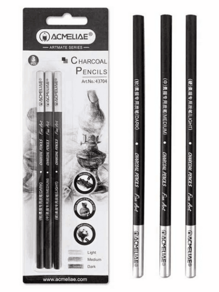 ACMELIAE Professional Charcoal Set of 3 Pcs Soft Medium Hard - PAPERTREE