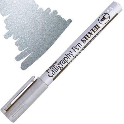 Artline 2.5mm Metallic Silver Calligraphy Pen Water & Fade Resistant Acid Free Marker for Hand Lettering, Scrapbooking & Card Making - PAPERTREE