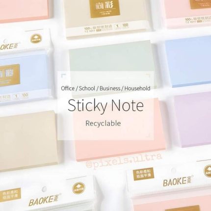 Baoke Pastel Color Sticky Notes 3x5 Inch 100 Sheets | Self-Adhesive Memo Notes | Office & Study Notepad - PAPERTREE