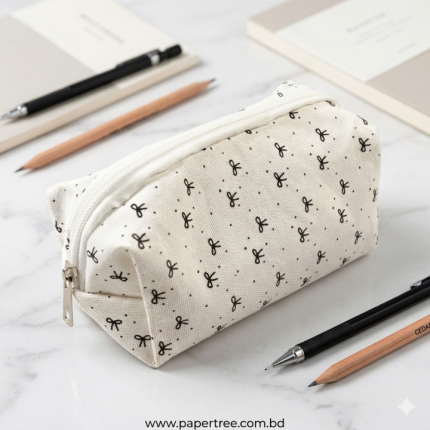 Black Bow Pencil Case Large Capacity Cute Stationery and Makeup Storage Bag - PAPERTREE