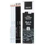 Brustro Artists Black and White Colored Pencils Set of 6 Drawing Pencils - PAPERTREE