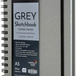 BRUSTRO Grey Toned Paper Sketchbook A5 | 120 GSM, 120 Pages Spiral Bound Drawing Book - PAPERTREE