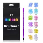 BRUTFUNER 12 Color Metallic Colored Drawing Pencils Premium Metallic Color Pencil Set for Art, Sketching, and Creative Projects - PAPERTREE