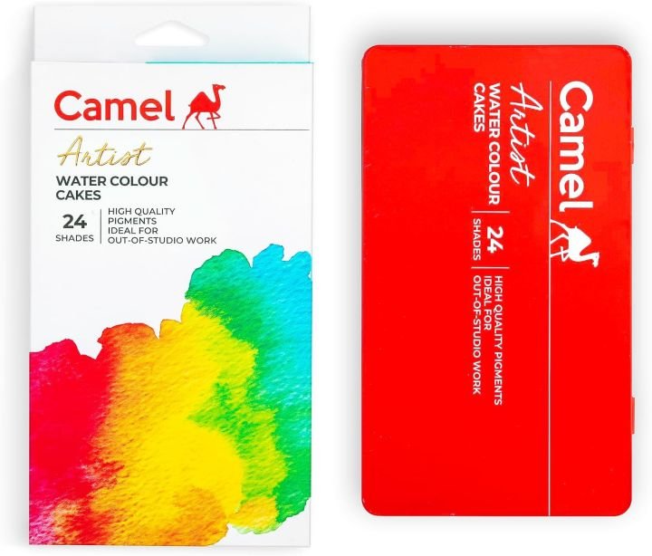 Camel Artist Water Color Cake Set 24 Shades | Portable Watercolor Paint Set for Artists - PAPERTREE Camel Artist Water Color Cake Set 24 Shades | Portable Watercolor Paint Set for Artists - PAPERTREE