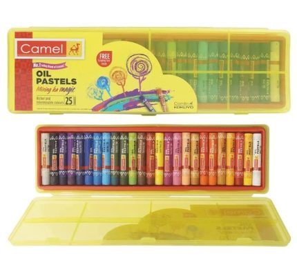 Camel Oil Pastels 25 Shades Plastic Box Multicolor Soft Blendable Coloring Set - PAPERTREE