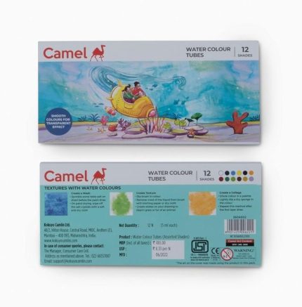 Camel Student Watercolor Paint Set 5ml 12 Colors | Vibrant Watercolor Tubes for Students & Beginners - PAPERTREE