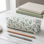 Cute Green Botanical Print Pen Bag Large Capacity Stationery and Makeup Pouch - PAPERTREE