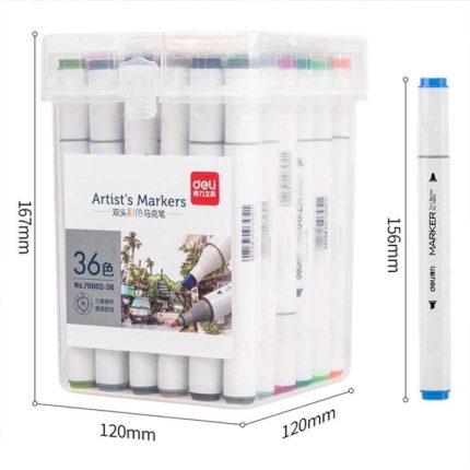 Deli 36 Pcs Dual Tip Sketch Art Markers Permanent Alcohol Based – Instant Dry Professional Drawing Marker Set - PAPERTREE