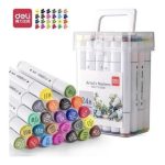 Deli 70803-24 Dual Tip Sketch Marker Set 24 Colors Professional Art Markers for Drawing and Illustration - PAPERTREE