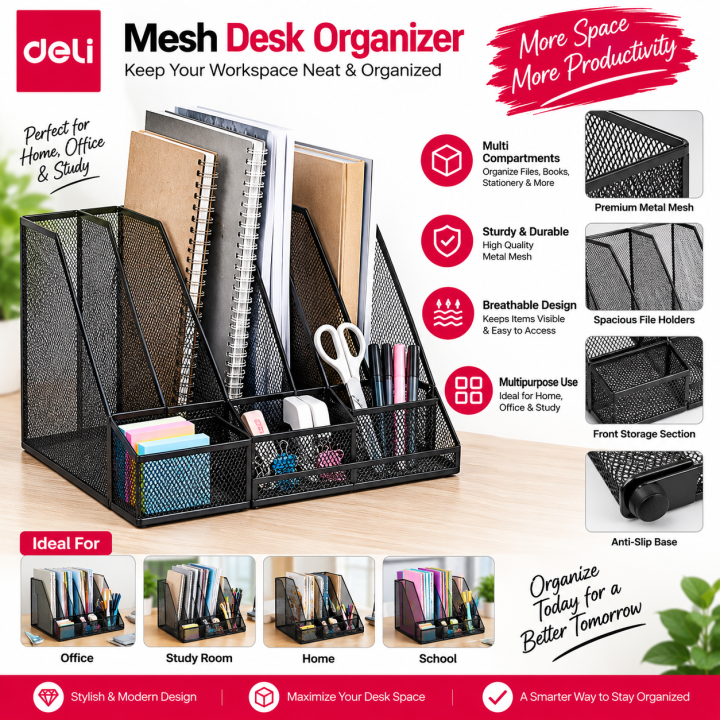 Deli 78988 Mesh Magazine Container - PAPERTREE