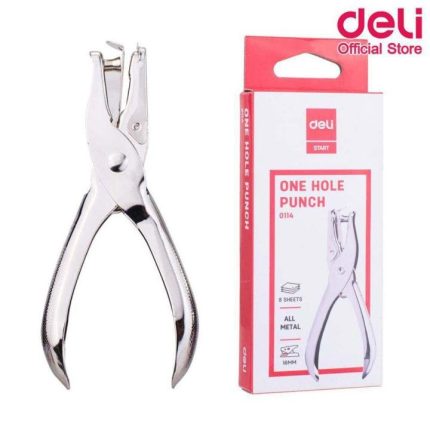 Deli E0114 One Hole Punch | Durable Metal Handheld Paper Punch for Office & School - PAPERTREE