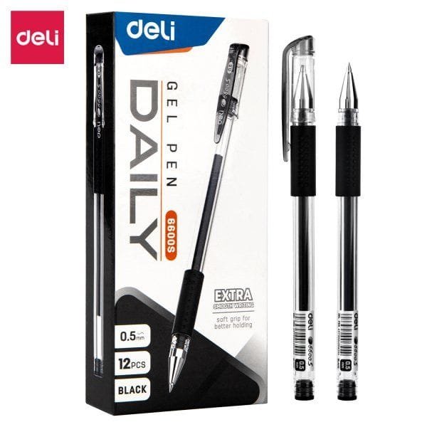 Deli E6600S 0.5mm gel Ink pen black 12pcs - PAPERTREE Deli E6600S 0.5mm gel Ink pen black 12pcs - PAPERTREE