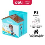 Deli E9138 House Shape Pen Stand Desk Organizer with Drawer & Compartments - PAPERTREE