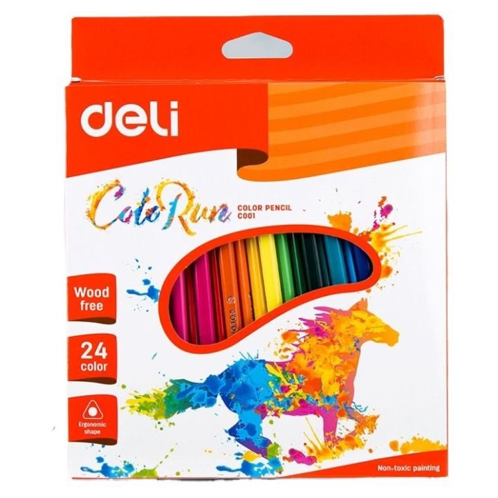 Deli EC00120 Plastic Colored Pencil 24 Colors | Vibrant Coloring Pencils for Students & Artists - PAPERTREE