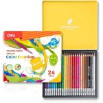 Deli EC00225 24 Colors Colored Pencils Artist Drawing Set in Tin Box for Sketching and Coloring - PAPERTREE