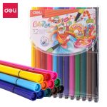 Deli EC157-12 PVC Watercolor Pen 12 Color Set Premium Watercolor Marker Pens for Drawing Coloring and Art Projects - PAPERTREE