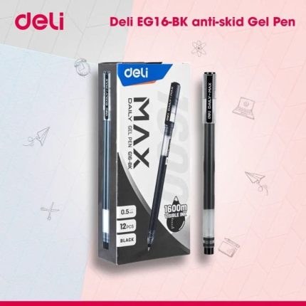 Deli EG16-BK Black Gel Pen 0.5mm -12 Pcs - PAPERTREE
