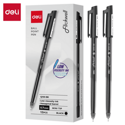 Deli EQ100-BK 0.7mm ballpoint pen black - PAPERTREE