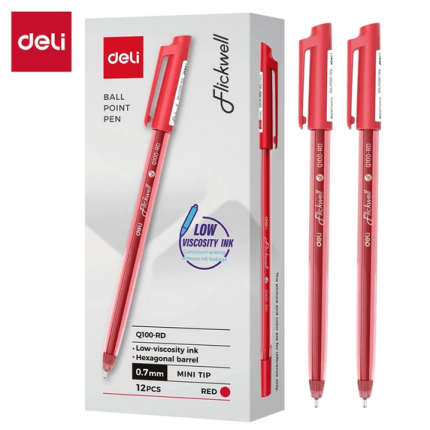 Deli EQ100-RD 0.7mm ballpoint pen Red - PAPERTREE