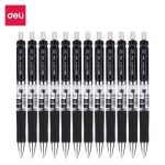 Deli EQ10420 Spring Tip Gel Pen Black 12PCS | Smooth Writing Office & School Pens - PAPERTREE