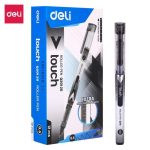 Deli EQ20120 Roller Pen Black Pack of 12 | Smooth Writing Rollerball Pens - PAPERTREE