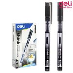Deli EQ300BK Rollerball Pen 0.5mm Black Ink | Premium Smooth Writing Roller Pen Set 12 Pcs for School, Office, Exams & Daily Writing - PAPERTREE