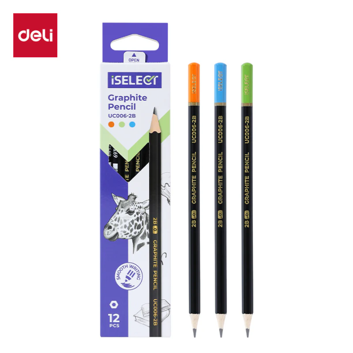 Deli iSlelect C006-2B Graphite pencil Smudge-free writing Hexagonal barrel - PAPERTREE