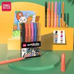 Deli SK145 Fluorescent Highlighter Pen Set 6 Colors Soft Tip Art Painting Marker with PP Storage Box - PAPERTREE