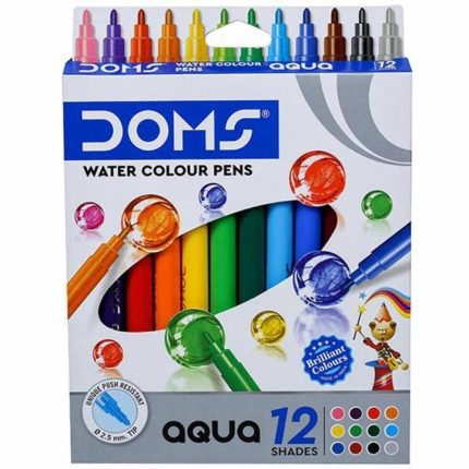 DOMS Aqua water colour pen 12 shade - PAPERTREE