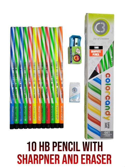Doms C3 Color Candy HB Graphite Pencil Box 10 Pcs - PAPERTREE Doms C3 Color Candy HB Graphite Pencil Box 10 Pcs - PAPERTREE