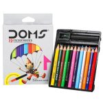 Doms C3 color pencil half size with sharpner 12 shade - PAPERTREE
