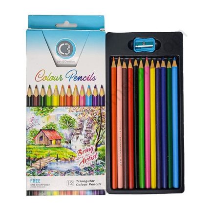 DOMS C3 Color Pencil Large Size 12 shade - PAPERTREE