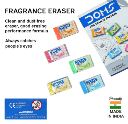 DOMS Non-Toxic Fragrance Erasers Pack of 5 | Scented Erasers for Kids & Students - PAPERTREE