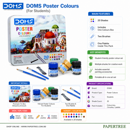 Doms Poster Colours Set of 20 Shades - PAPERTREE