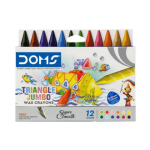 Doms Triangle Jumbo Wax Crayons 13 Shades with Silver – Easy Grip Coloring Crayons for Kids, School & Creative Art - PAPERTREE